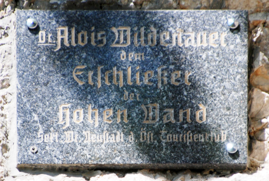 Dr. Alois Wildenauer dem Erschließer der Hohen Wand, Sekt. Wr. Neustadt d. öst. Touristenclub