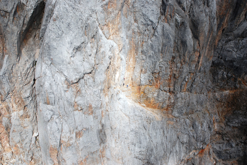 Rückblick auf den Klettersteig, Einstieg untere Drittel