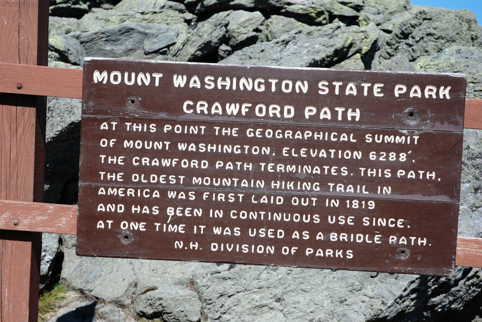Infotafel auf dem Mt. Wahington