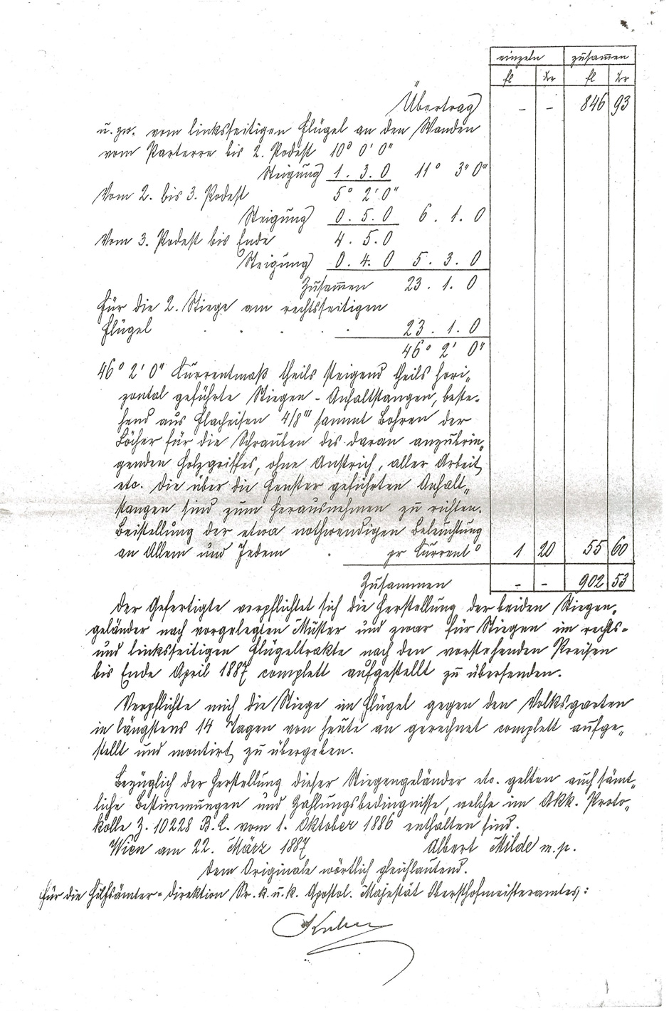 Lieferung von schmiedeeisernen Stiegengeländer für das Hofburgtheater, Blatt 3