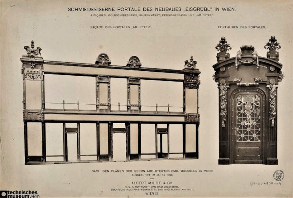 Archivbild 1: Hauptfassade des Palais Epstein am Burgring in Wien; von k. k. Oberbaurates Theophil von Hansen