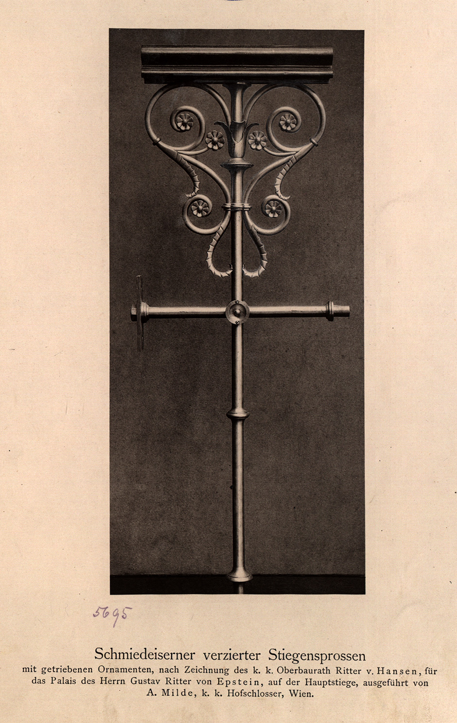 © MAK Archivbild 4: Schmiedeeiserner verzierter Stiegensprossen mit getriebenen Ornamenten