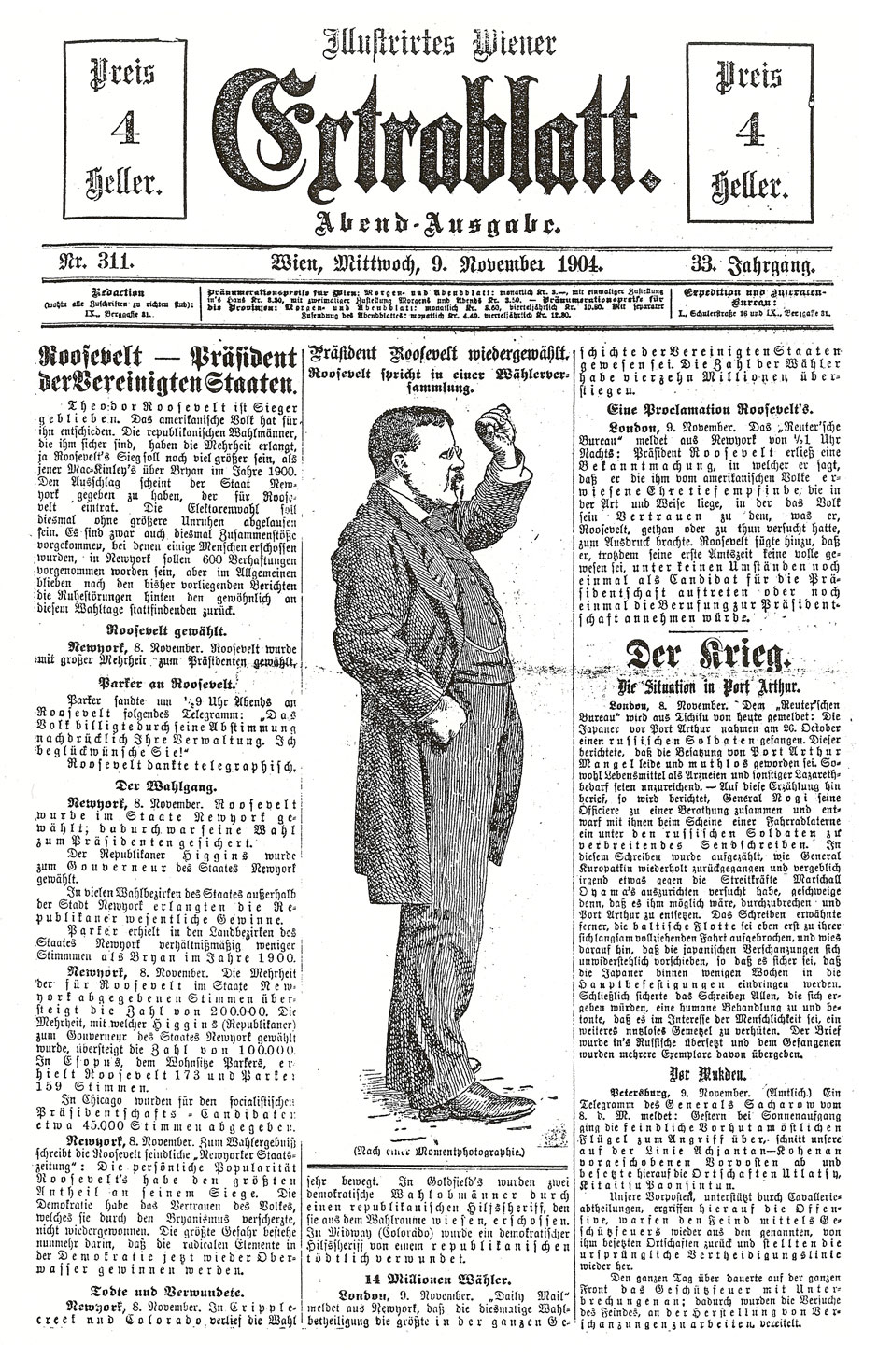 Illustriertes Wiener Extrablatt, 9.11.1904; Seite 1