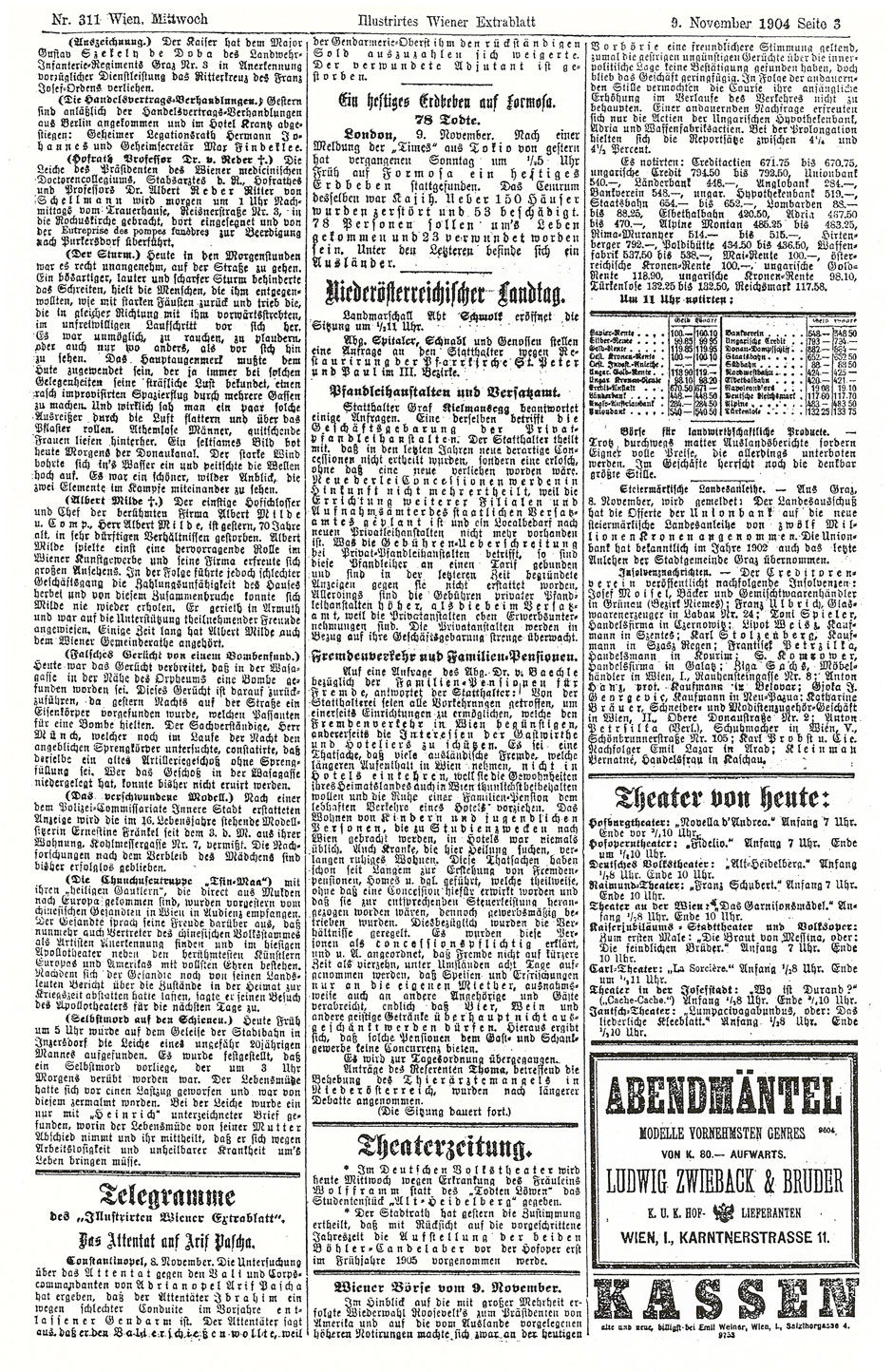 Illustriertes Wiener Extrablatt, 9.11.1904; Seite 3