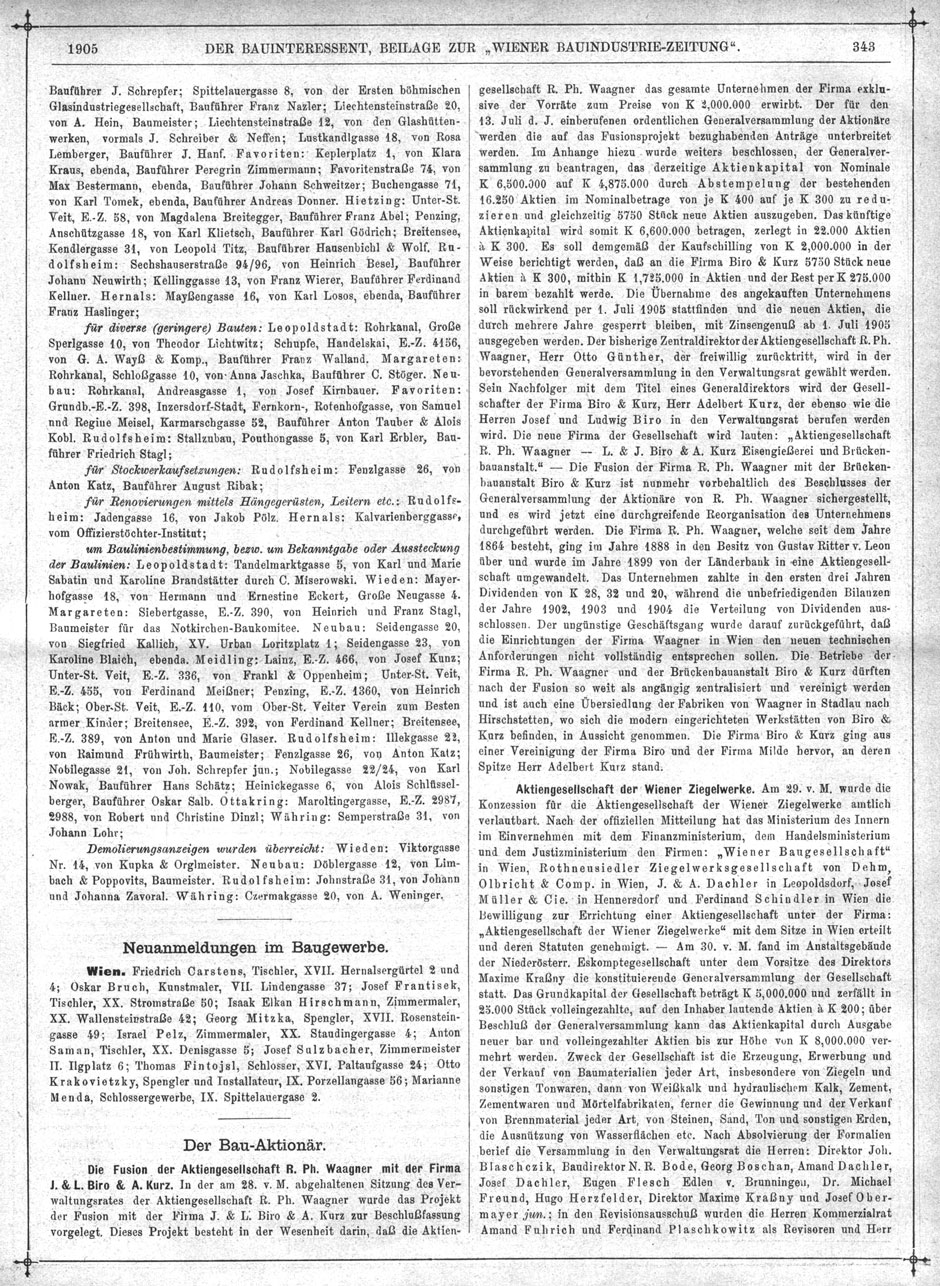 Wiener Bauindustrie-Zeitung 1904-05, Beilage Der Bauinteressent