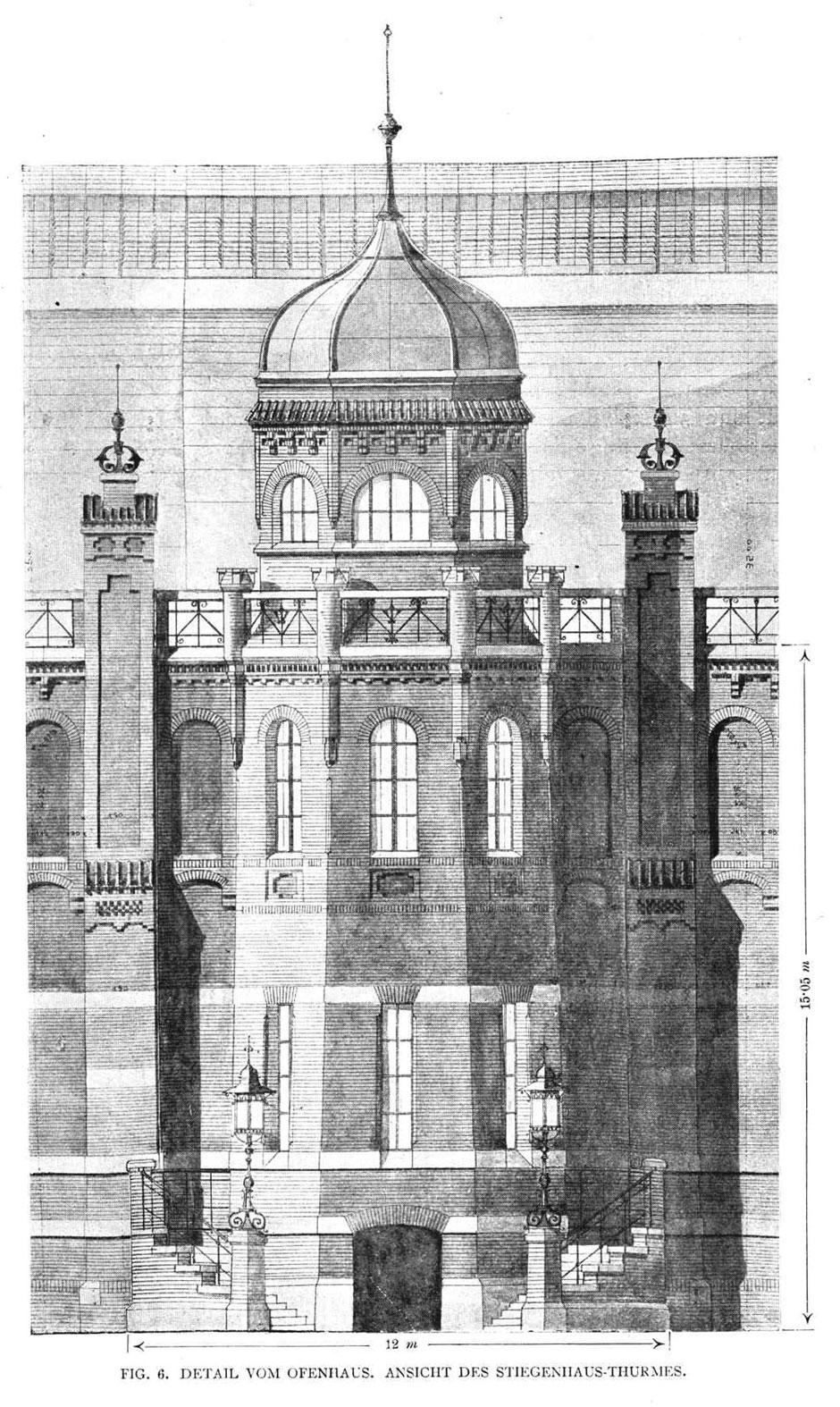 Archivbild: Fig. 6, Detail vom Ofenhaus, Ansicht des Stiegenhaus-Turmes