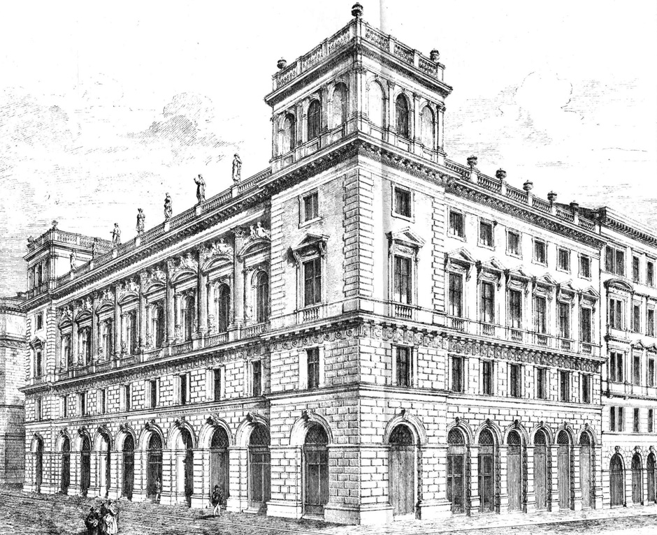 Archivbild 1: Perspektivische Ansicht des Vereinshaus in 1010 Wien, Eschenbachgasse 11