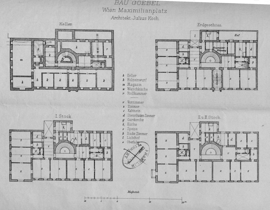 Archivbild: Grundrisse, Bau Goebel, Maximilianplatz