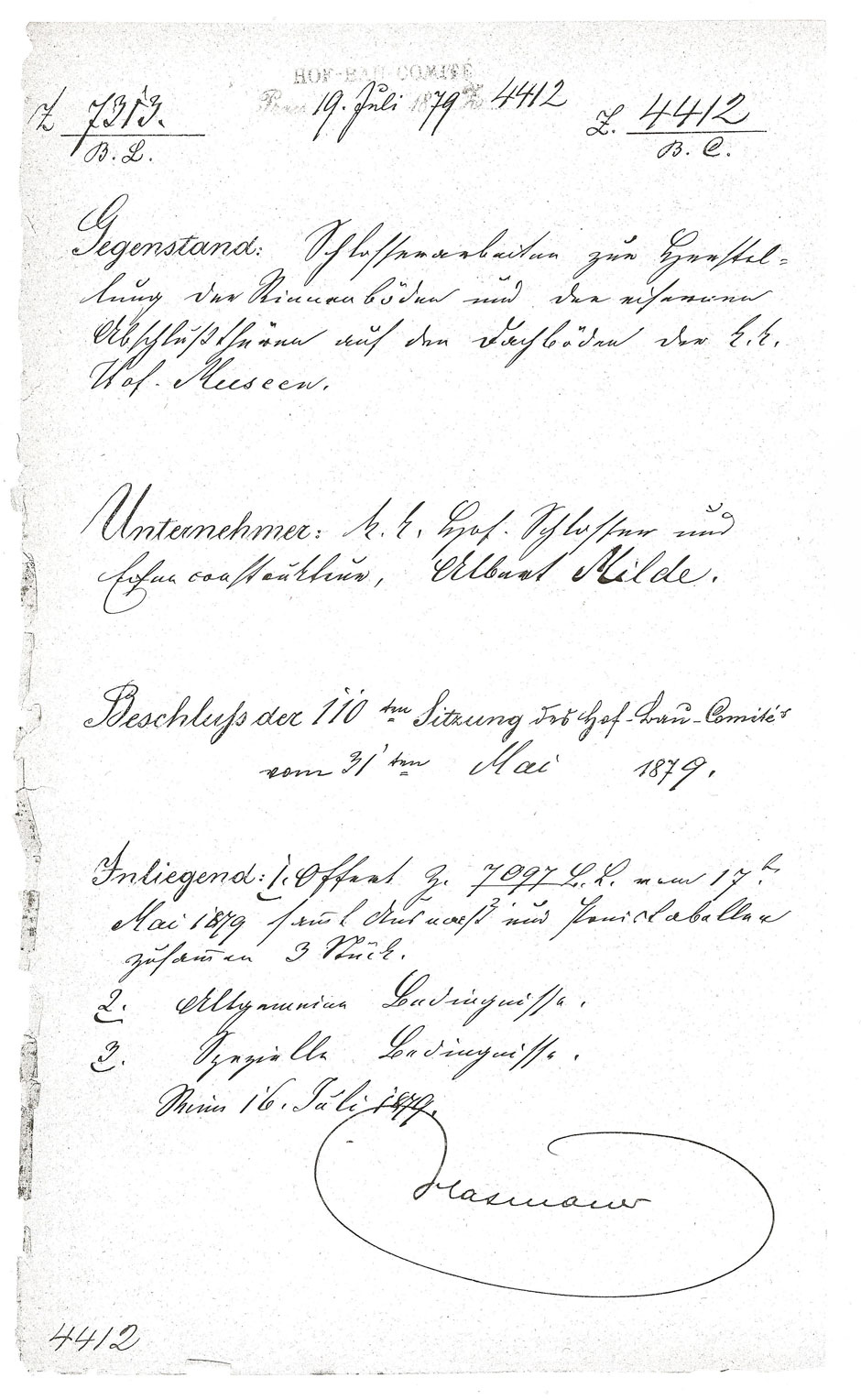 ÖStA: AT-OeStA/AVA Inneres MdI STEF A Hofbauk. 15.47 Zl. 4412 vom 19.07.1879; Blatt 20