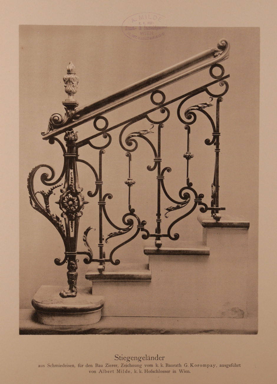 Archivbild: Palais Kranz / Palais Zierer, Schmiedeeisernes Stiegengeländer