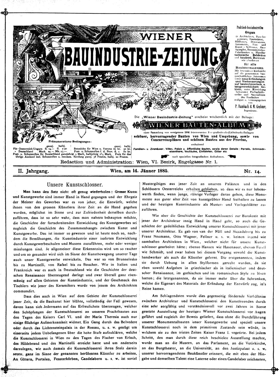 Wiener Bauindustrie-Zeitung 1884-85; Seite 177
