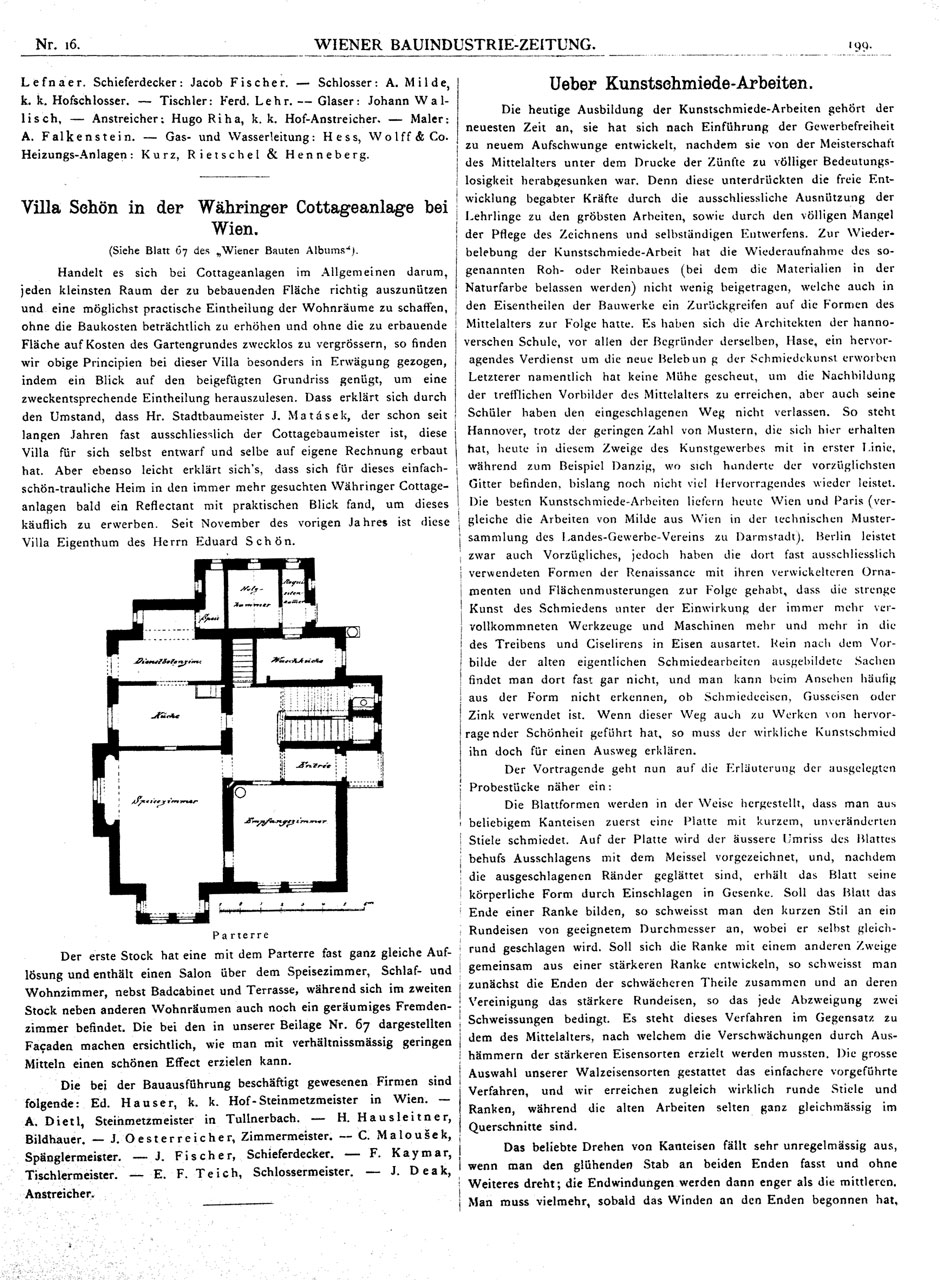 Wiener Bauindustrie-Zeitung 1883-84; Seite 199