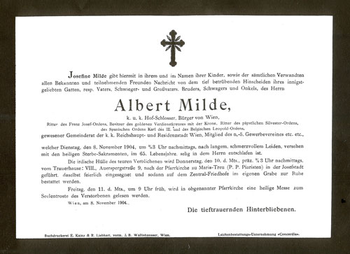 Dead notes of k. u. k. Albert Milde