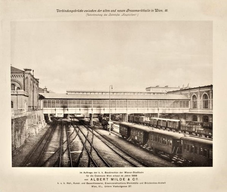 Archivbild: Verbindungsbrücke der Markthallen um 1910 (Hauptzollamt)