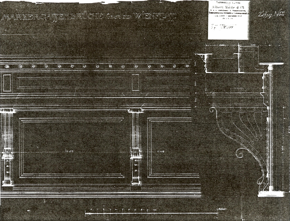 Archivbild: Kleine Marxerbrücke, Detailplan über die Gehwegkonsolen