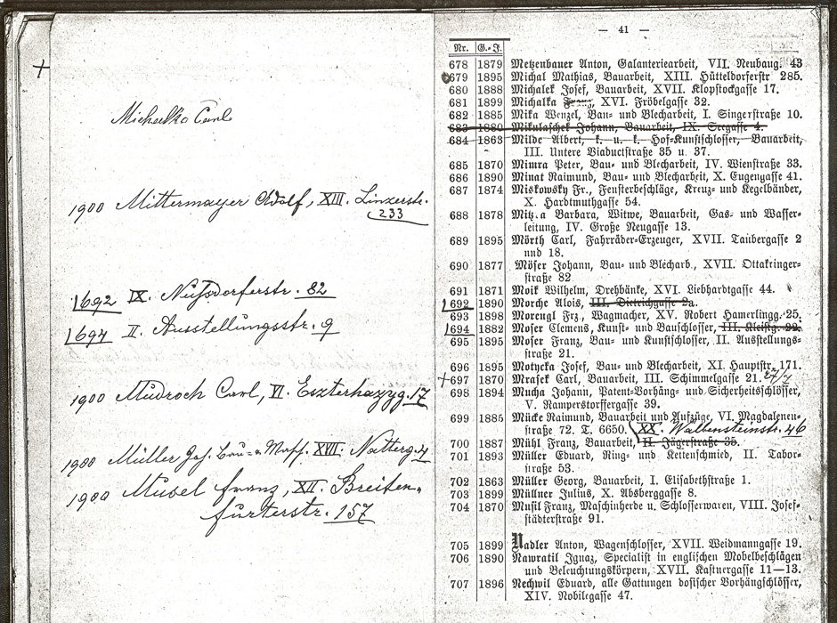 Archivbild: Albert Milde Mitgliederverzeichnis, 1900