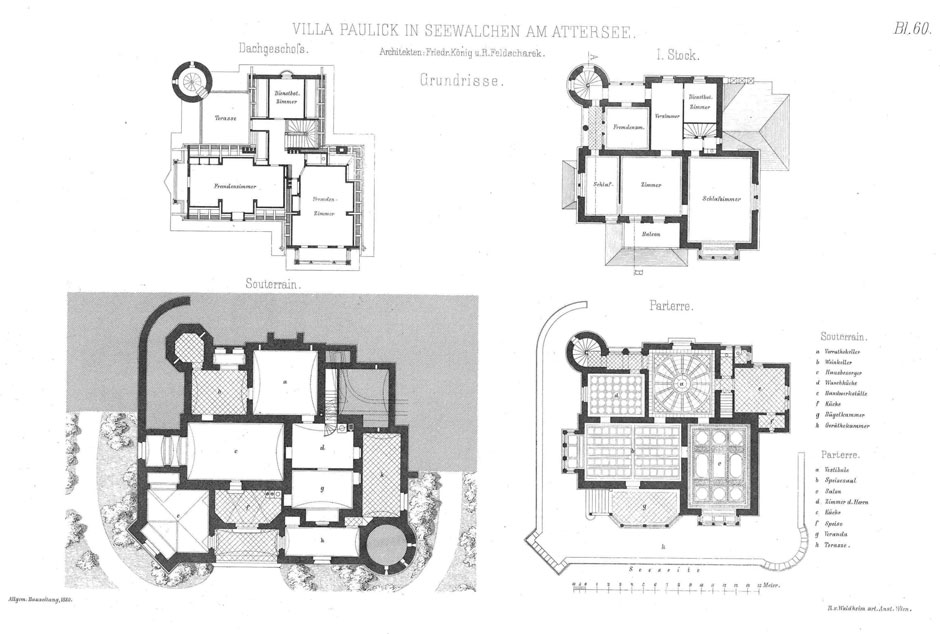 Archivbild: Grundrisse der Villa Paulick in Seewalchen