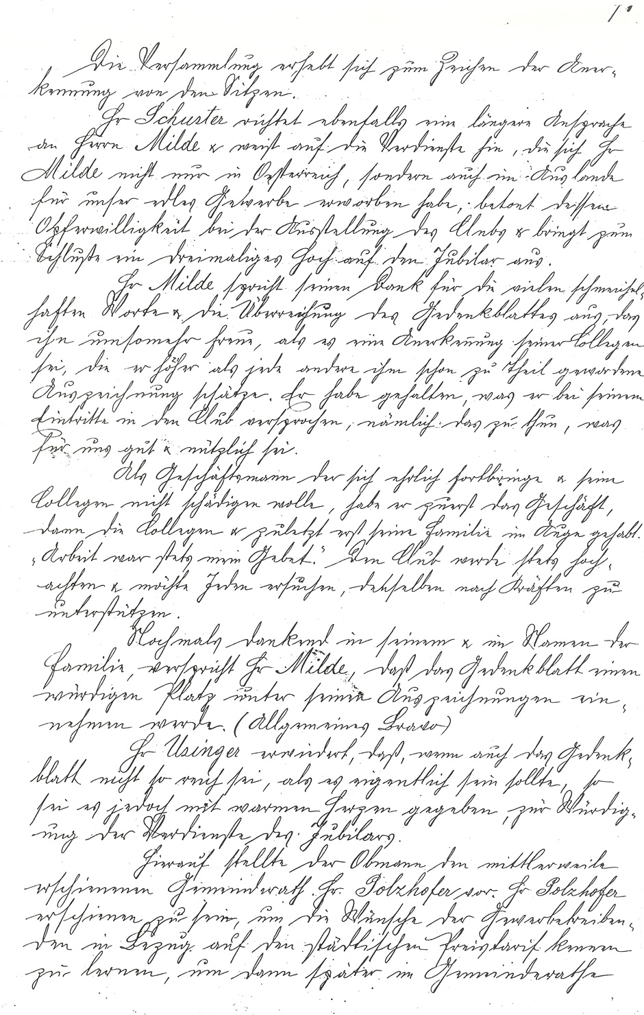 Archivbild: Protokoll über die Plenarversammlung am 6.8.1888 Seite 2