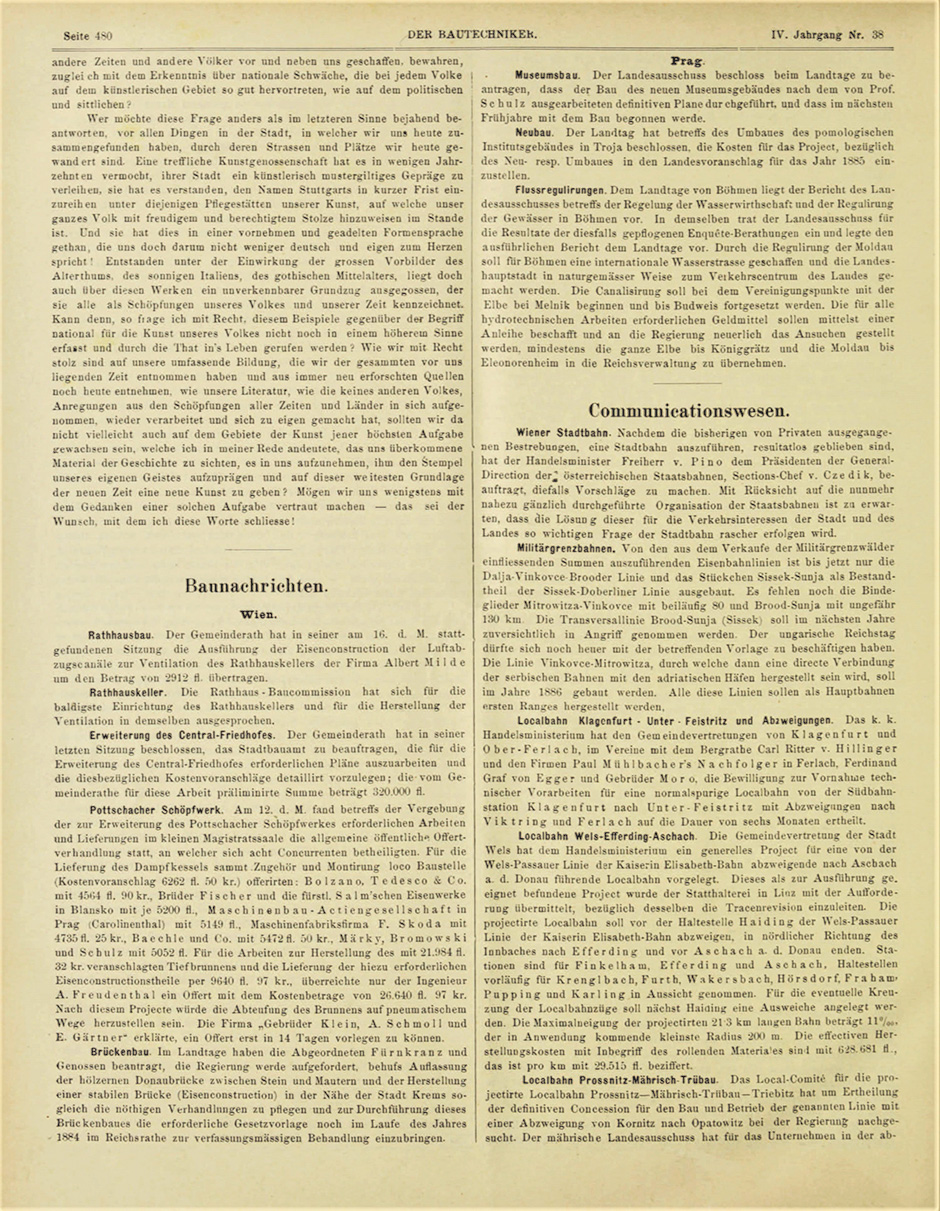 Archivbild: Der Bautechniker vom 19.9.1884