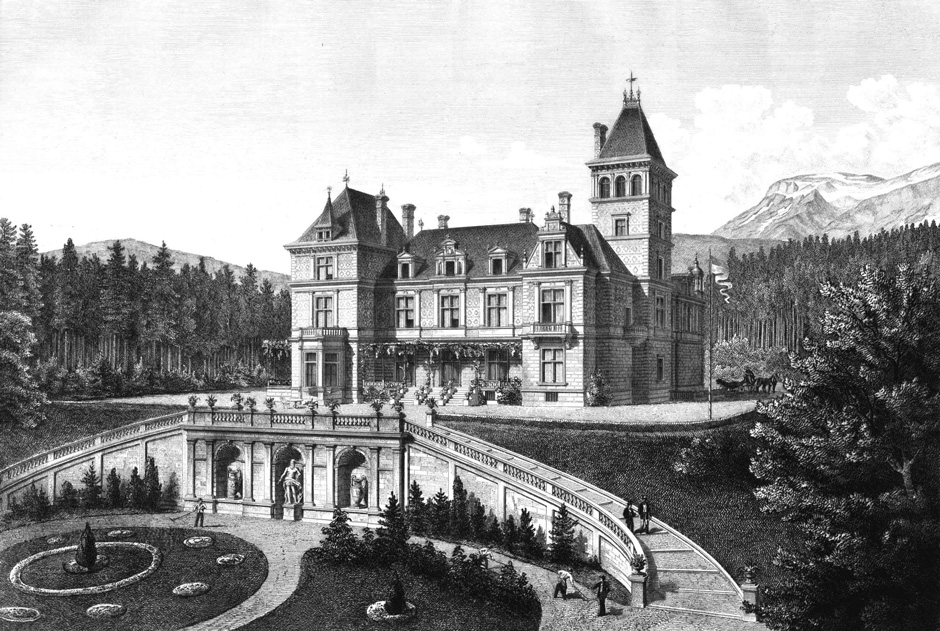 Archivbild: Villa Sr. kais. Hoheit Erzh. Karl Ludwig in Reichenau; Perspektivische Hauptansicht