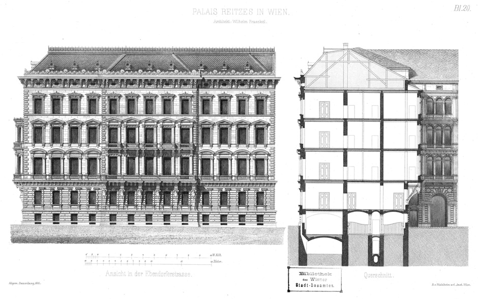 Archivbild: Palais Reitzes, Architekt Wilhelm Fraenkl; Ansicht in der Ebendorferstraße