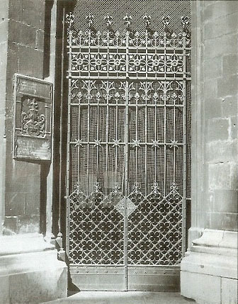 Wrought-iron lattice gate of the south tower’s entrance at the St. Stephen's Cathedral in Vienna