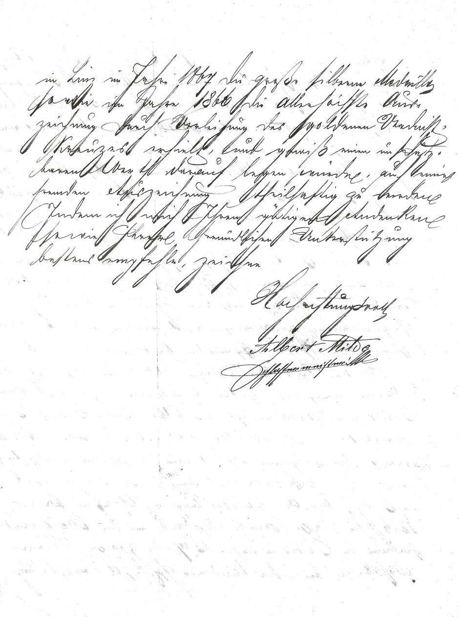 Archivbild: Brief an den Präsidenten der damaligen Zentralstelle für Gewerbe und Handel in Stuttgart Seite 4