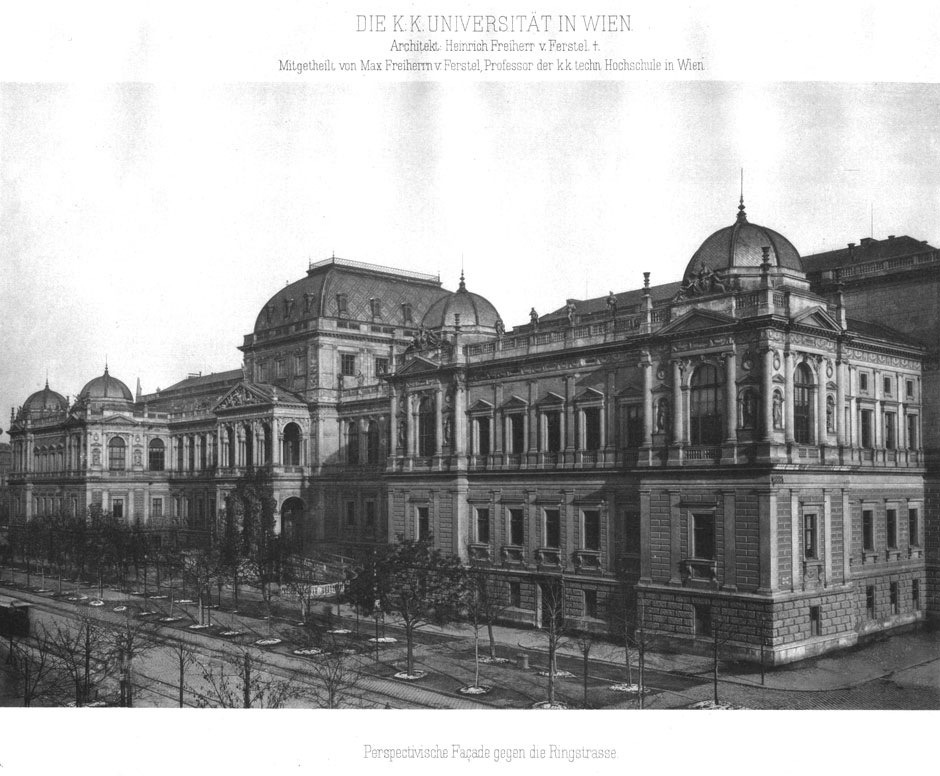 Archivbild: Wiener Universität, Perspektivische Fassade gegen den Universitätsring